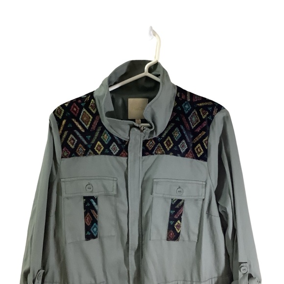 Modcloth Utility Jacket Army Green Aztic Adjustable Waist Roll Over Sleeves - Picture 2 of 9